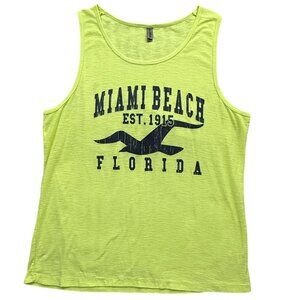 U.S. Apparel Shirt Mens 2XL Miami Beach Tank Top Retro Neon Green Graphic Unisex